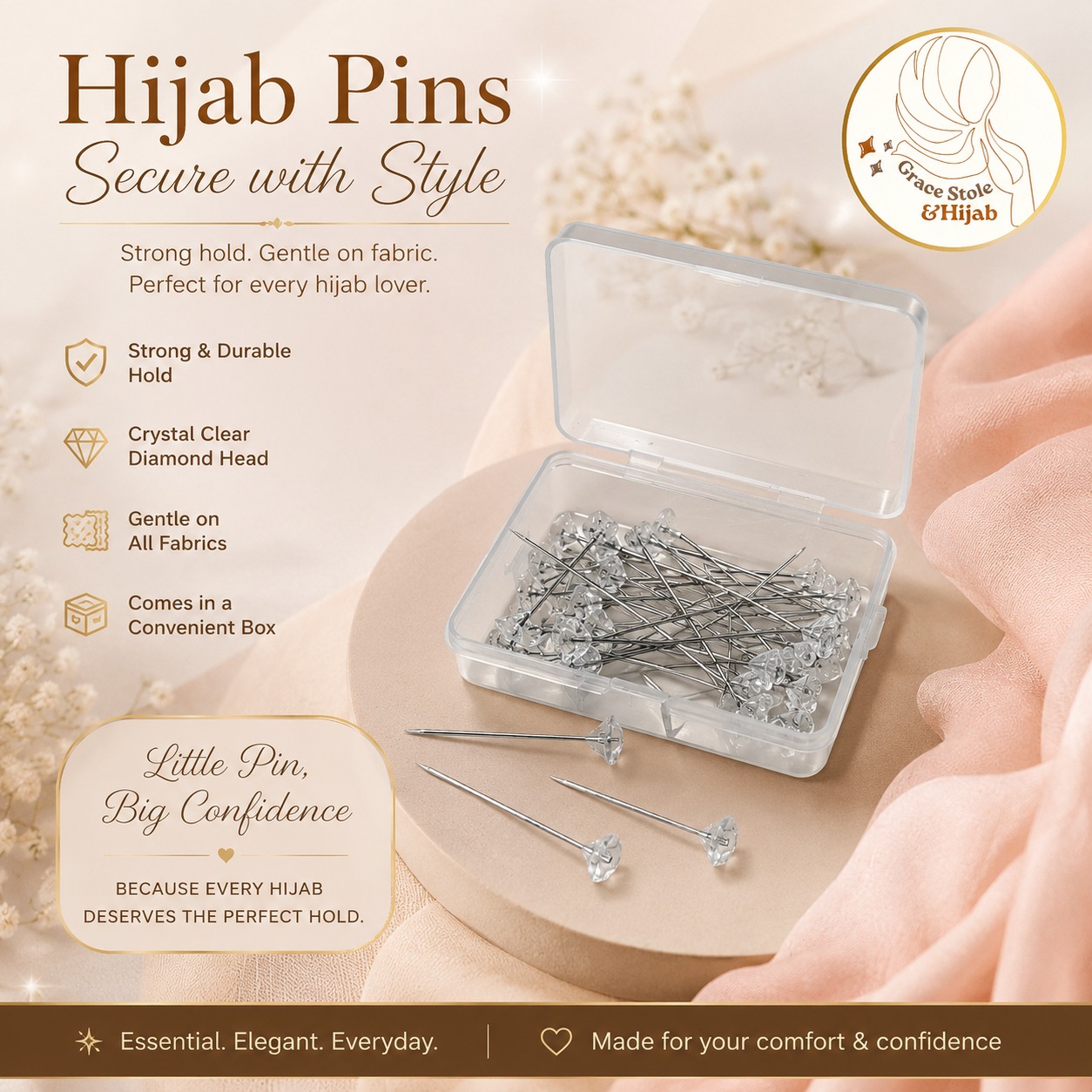 diamond hijab pins
