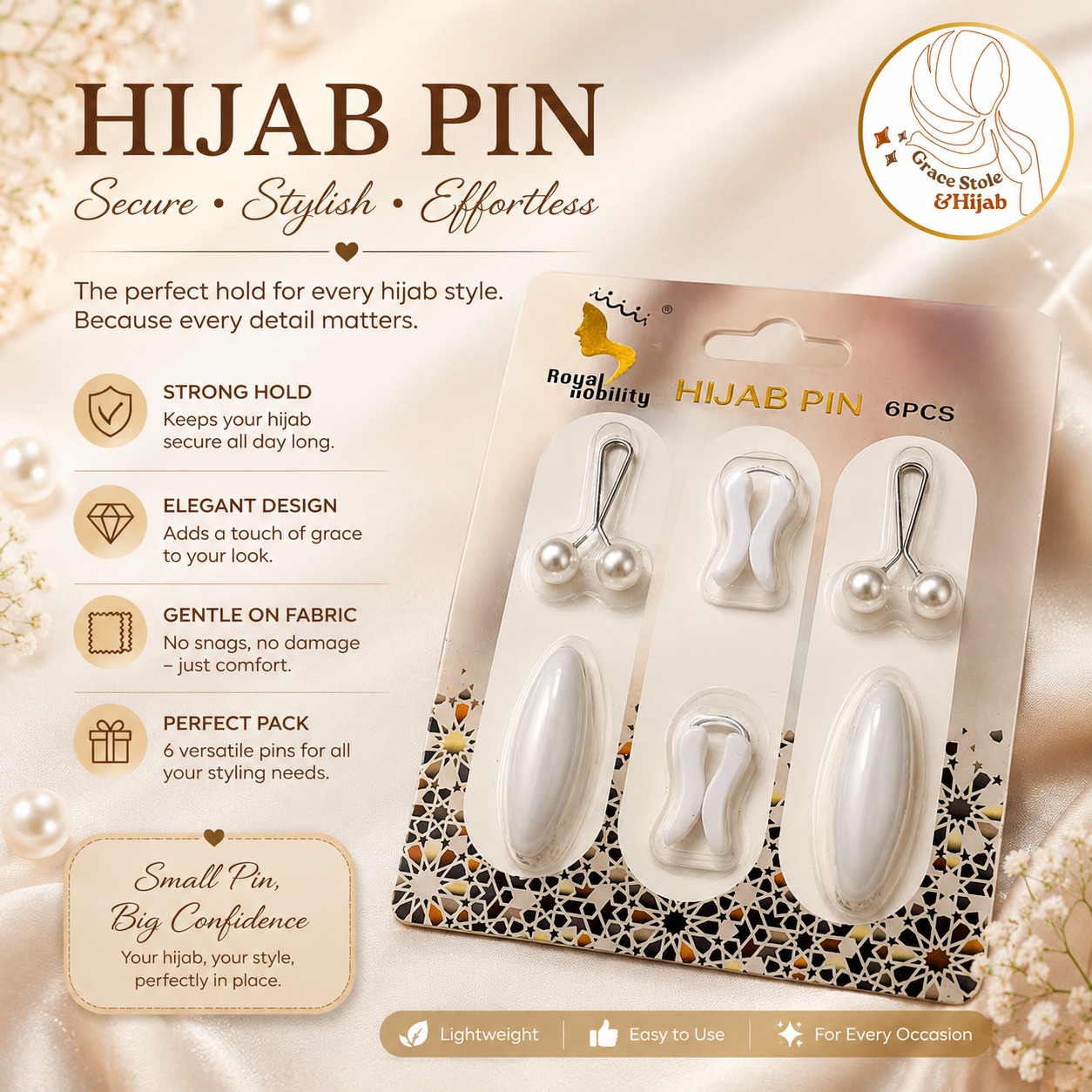 hijab pins 06 pieces set