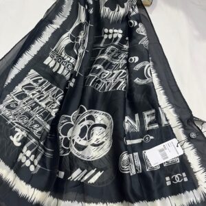 branded print silk scarf – chanel