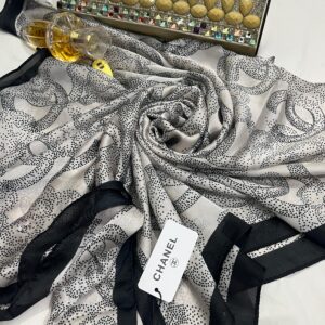 branded print silk scarf – chanel