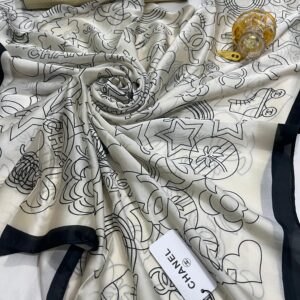 branded print silk scarf – chanel