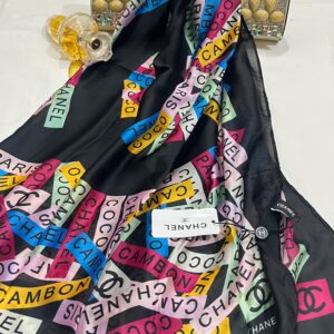 branded print silk scarf – chanel
