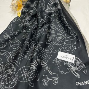 branded print silk scarf – chanel