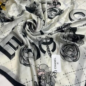 branded print silk scarf – chanel