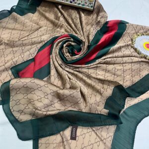 branded print silk scarf gucci