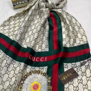 branded print silk scarf gucci