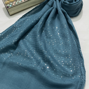 sequence lawn hijab teal blue
